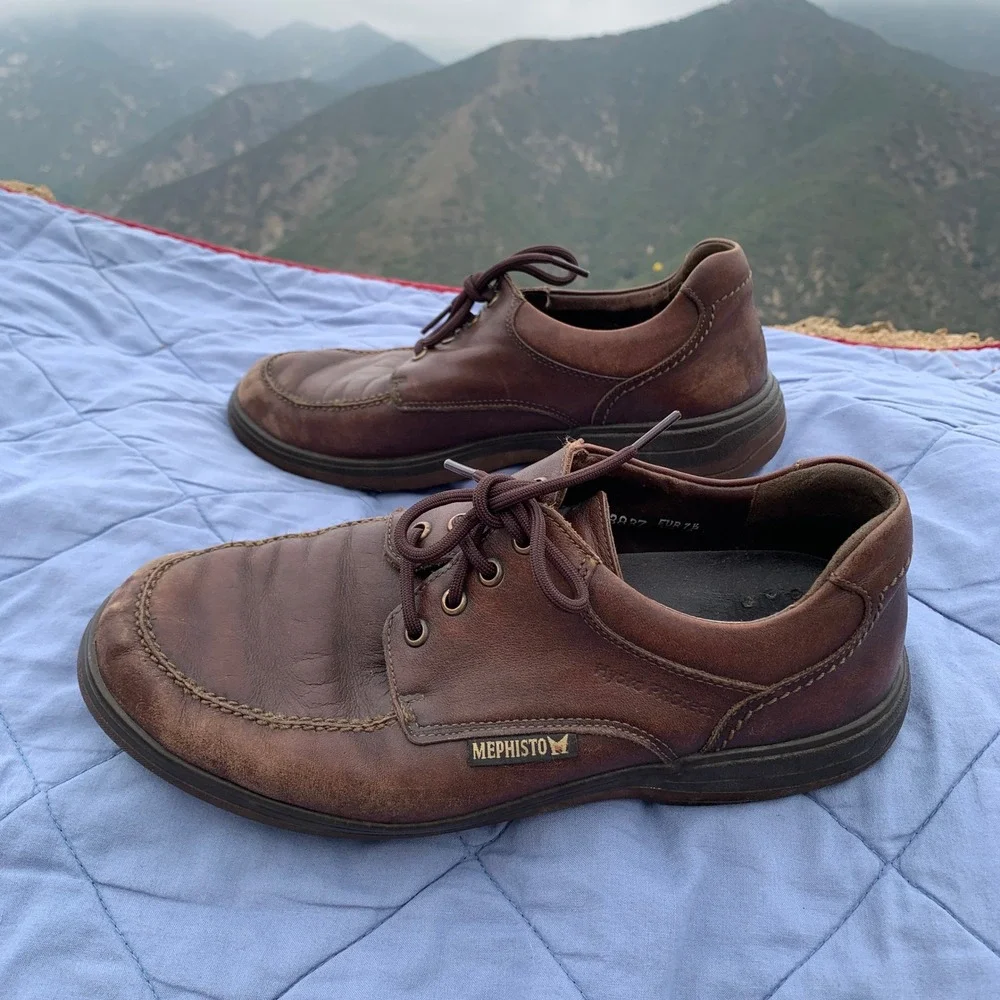 Mephisto Douk waterproof leather oxfords in brown, HydroProtect, size 8 mens